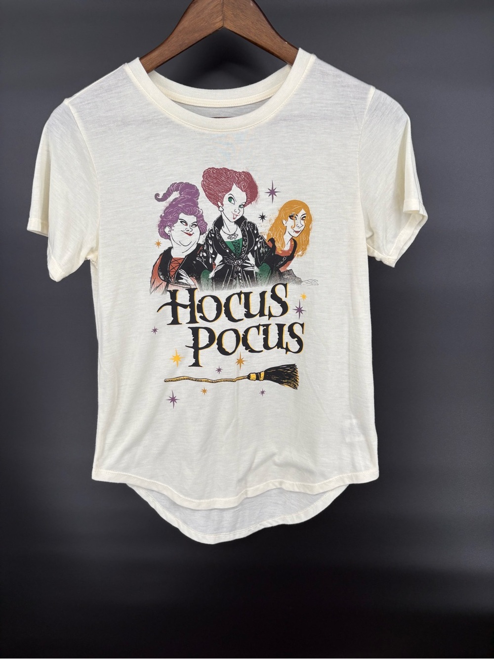 Disney Cream Hocus Pocus Graphic Tee with Purple, Green & Orange Accents